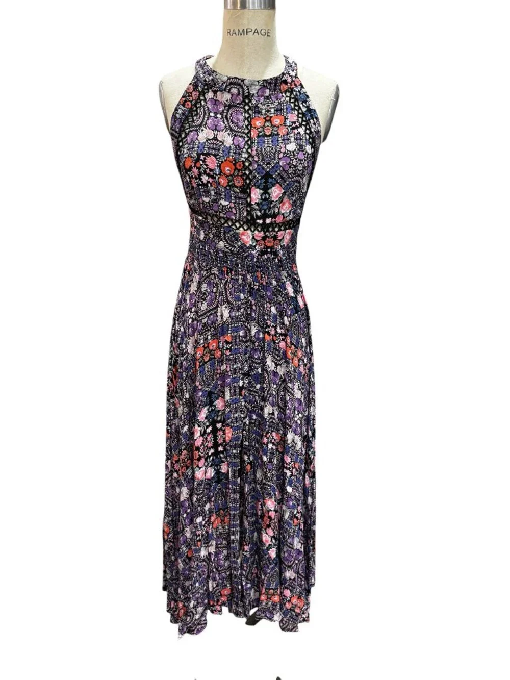 Jaase Endless Summer Boho Halter Maxi Dress Medium Open Back Floral - Picture 2 of 9